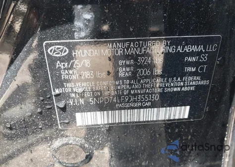 2018 Hyundai Elantra Se from USA, damaged, VIN 5NPD74LF9JH355130